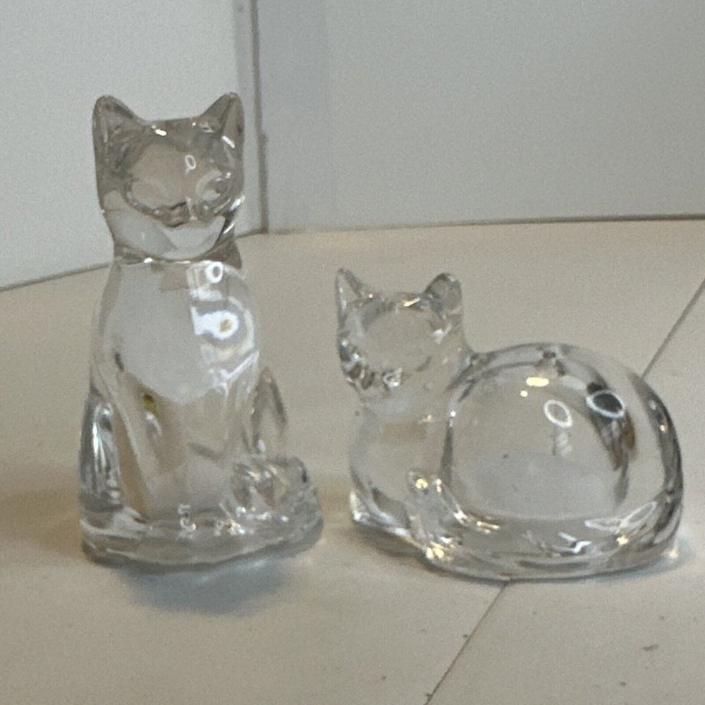 Gorham Fine Crystal Cat Salt and Paper Shaker Set